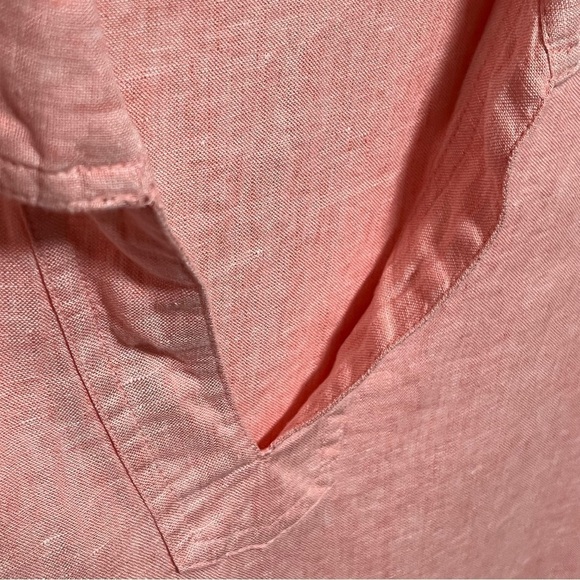 C&C California Pink relaxed fit Linen Collared Pullover all season Blouse top - Picture 2 of 7
